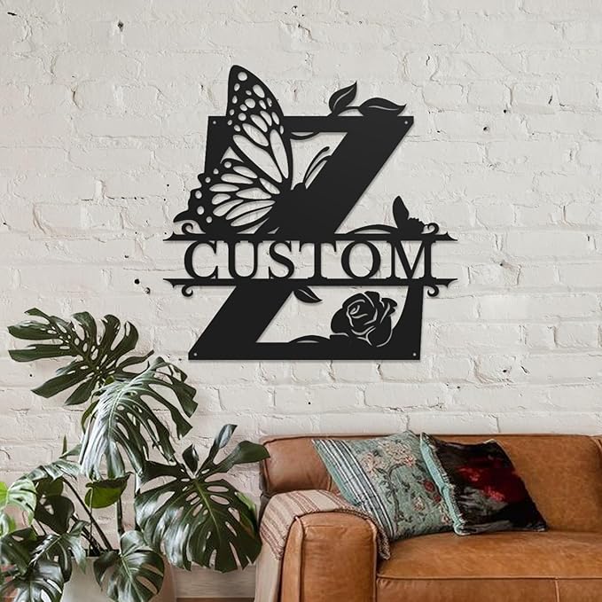 Personalized Custom Letter Name metal Signs, Custom Black Letter Monogram Wall - Image 3
