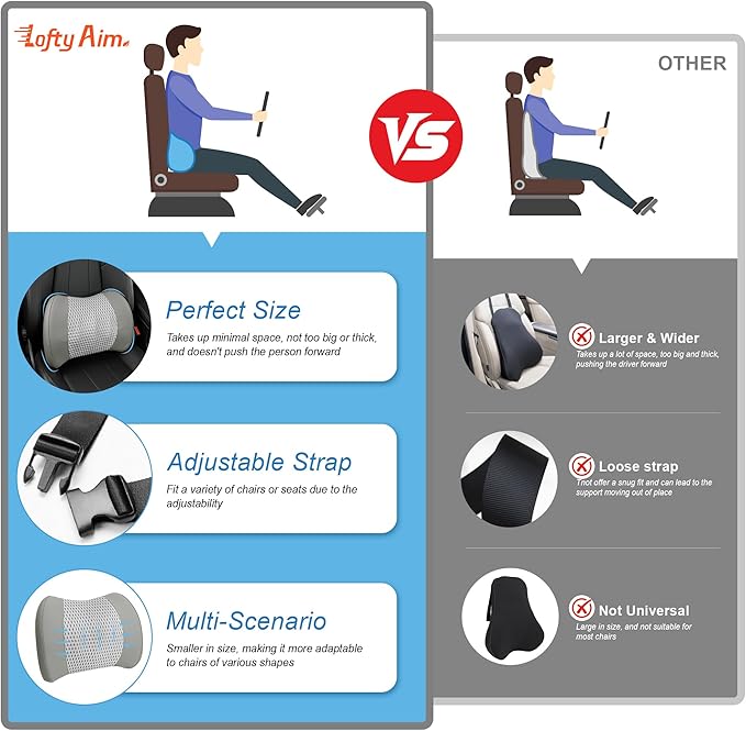 Lofty Aim Memory Foam Lumbar Support Cushion Relieves Lower Back Pain - Image 9