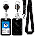 Black Marble Lanyards for Id Badges, Cute Badge Reel Heavy Duty by Giancomics