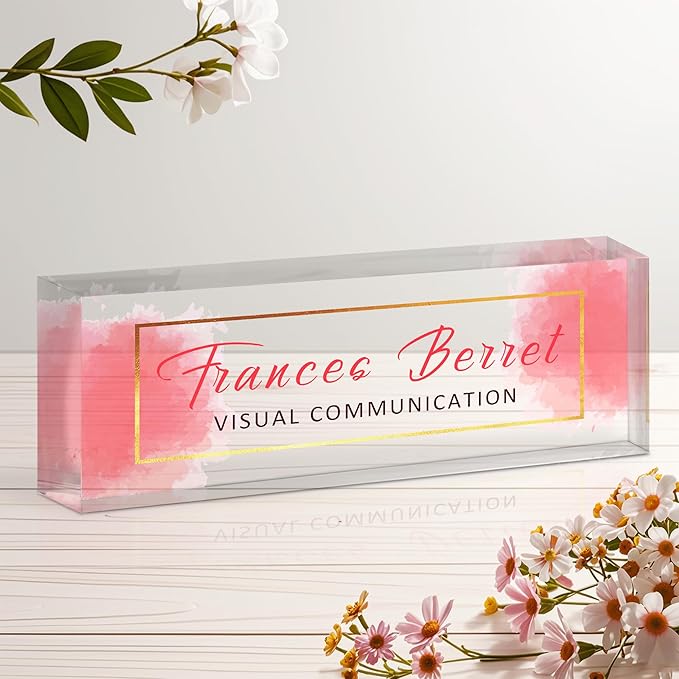 Personalized Name Plate for Desk, Custom Acrylic Desk Name Sign, Office by Unknown