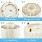 Marbrasse Desk Organizer, 360-Degree Rotating Pen Holder, 5-Compartment Pencil - Image 4