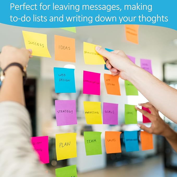 48 Pack 2400 Sheets Sticky Notes 3x3, 8 Colors Sticky Note Pads, Colored Sticky - Image 6