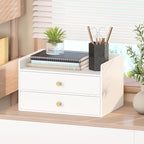 Bamboo Desk Organizer with Drawers Wooden Desktop Storage Drawers - Image 8