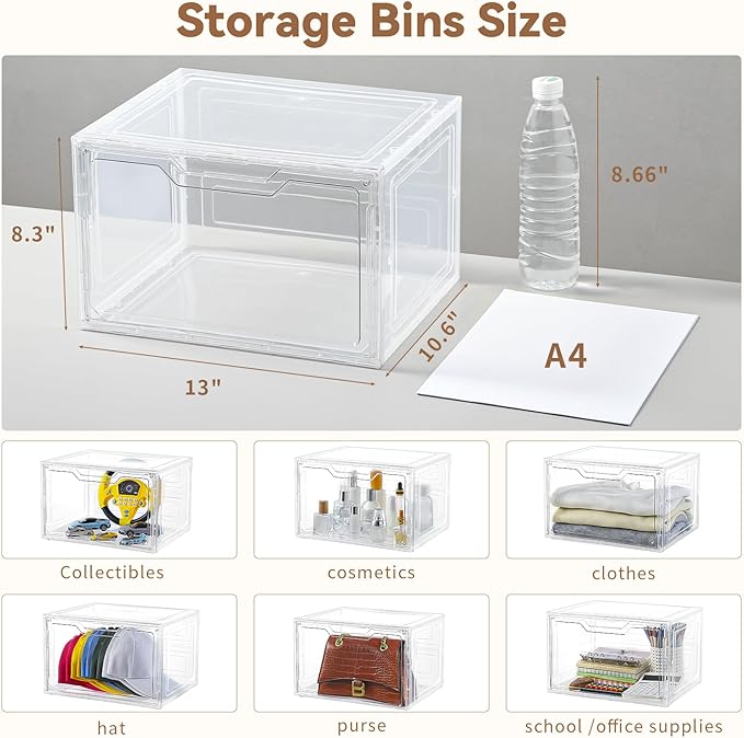 Freebat Closet Organizers and Storage, Acrylic Clear Plastic Storage Bins - Image 2