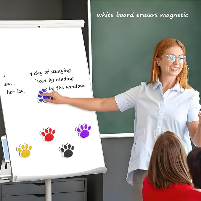 Quixorblex 3 Pcs Dry Erase Eraser Magnetic Teacher Supplies Cat Paw Shape - Image 2
