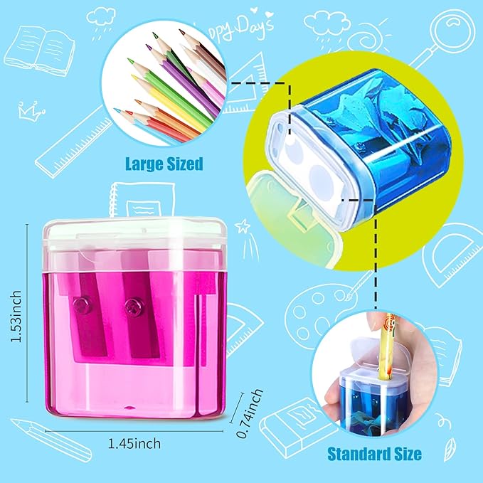 OCHIDO 60 Pack Pencil Sharpeners Bulk, School Supplies Double Hole Pencil - Image 2