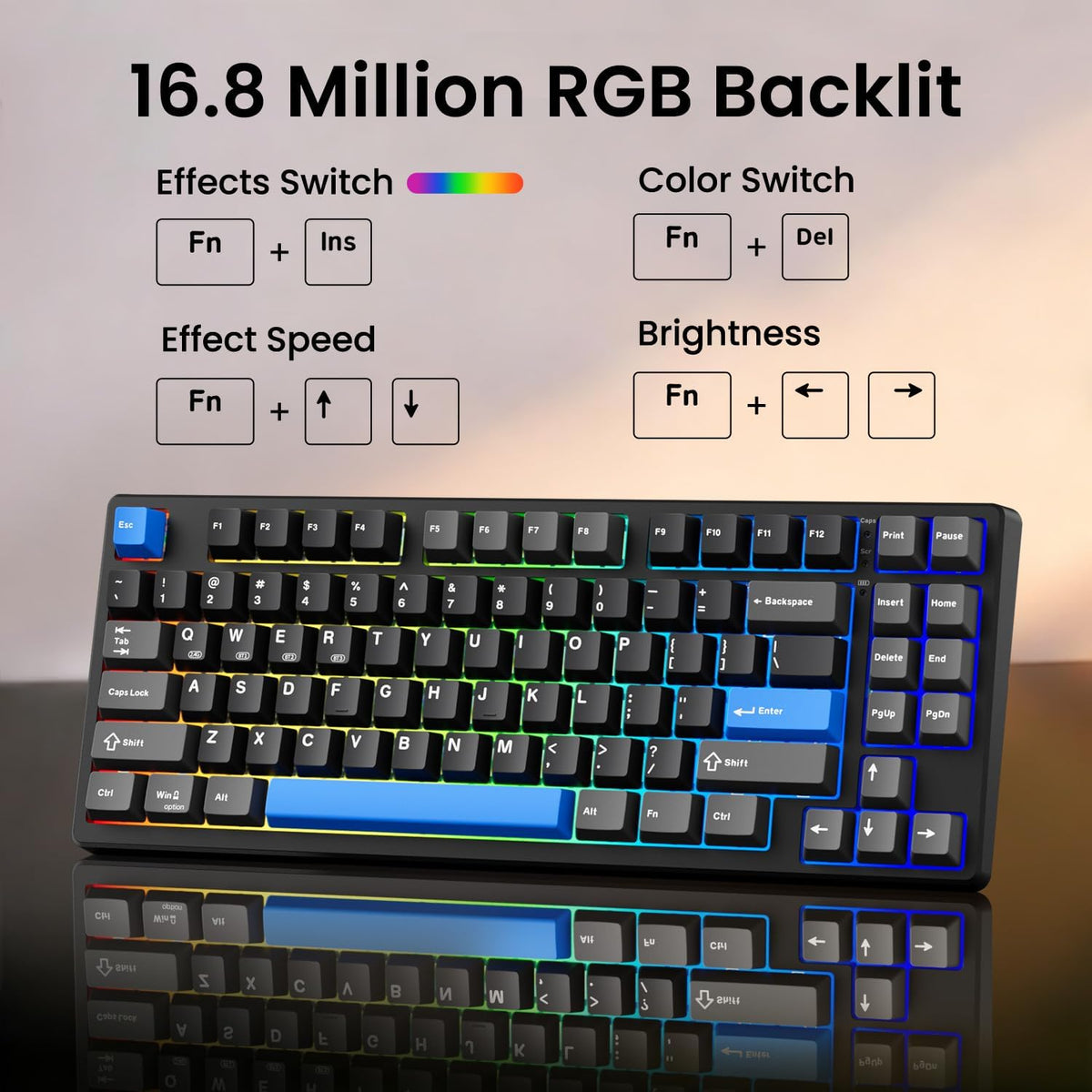 Kisnt KN85 Wireless Mechanical Keyboard, 75% Layout, Bluetooth/2.4GHz/USB-C, ...