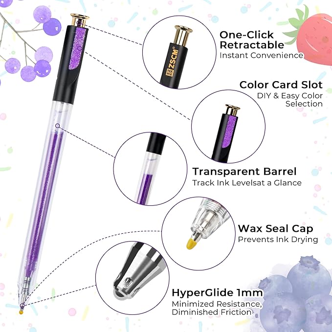 ZSCM Retractable Gel Pen For Adult Coloring, 100 Colors Large Capacity - Image 2