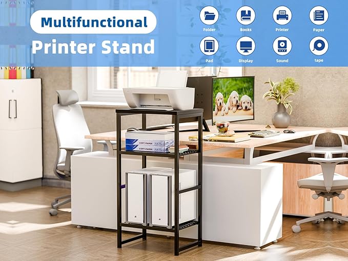 GEORIS 3 Tier Freestanding Printer Stand Shelf - Image 4
