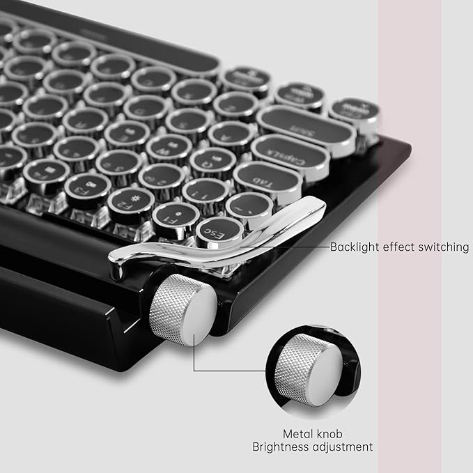 Adventurers Typewriter Style Retro Mechanical Keyboard LED Backlight 83 Keys - Image 3
