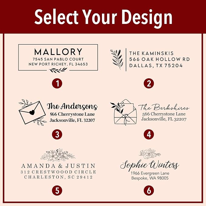 Custom Floral Address Stamp | Choose from 12 Designs | Multiple Ink Color - Image 7