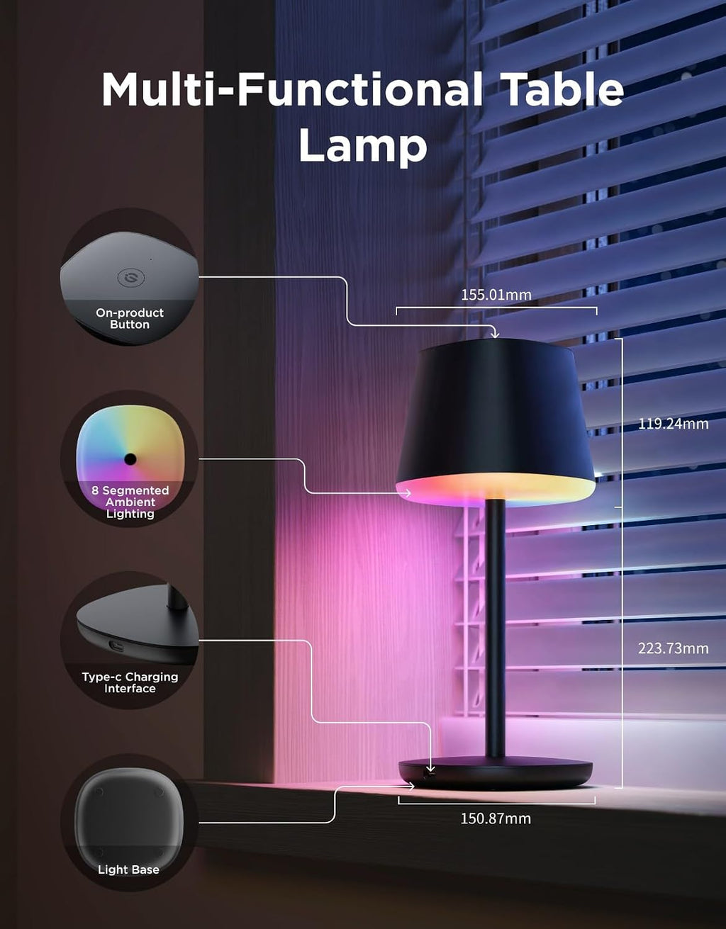 govee smart cordless table lamp classic (no adapter), view 9