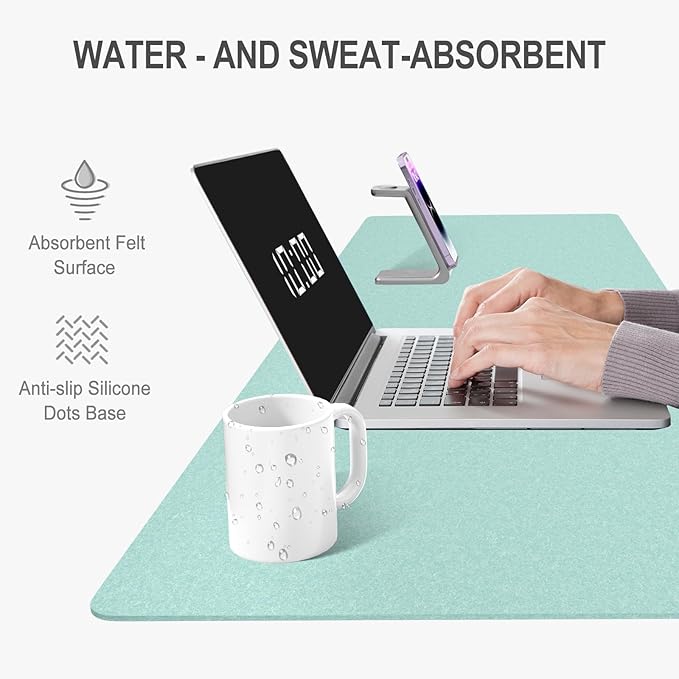 Auhoahsil Felt Desk Mat, Minimalist Large Mouse Pad XL 31.5 x 11.8 in, Desk Matt - Image 5