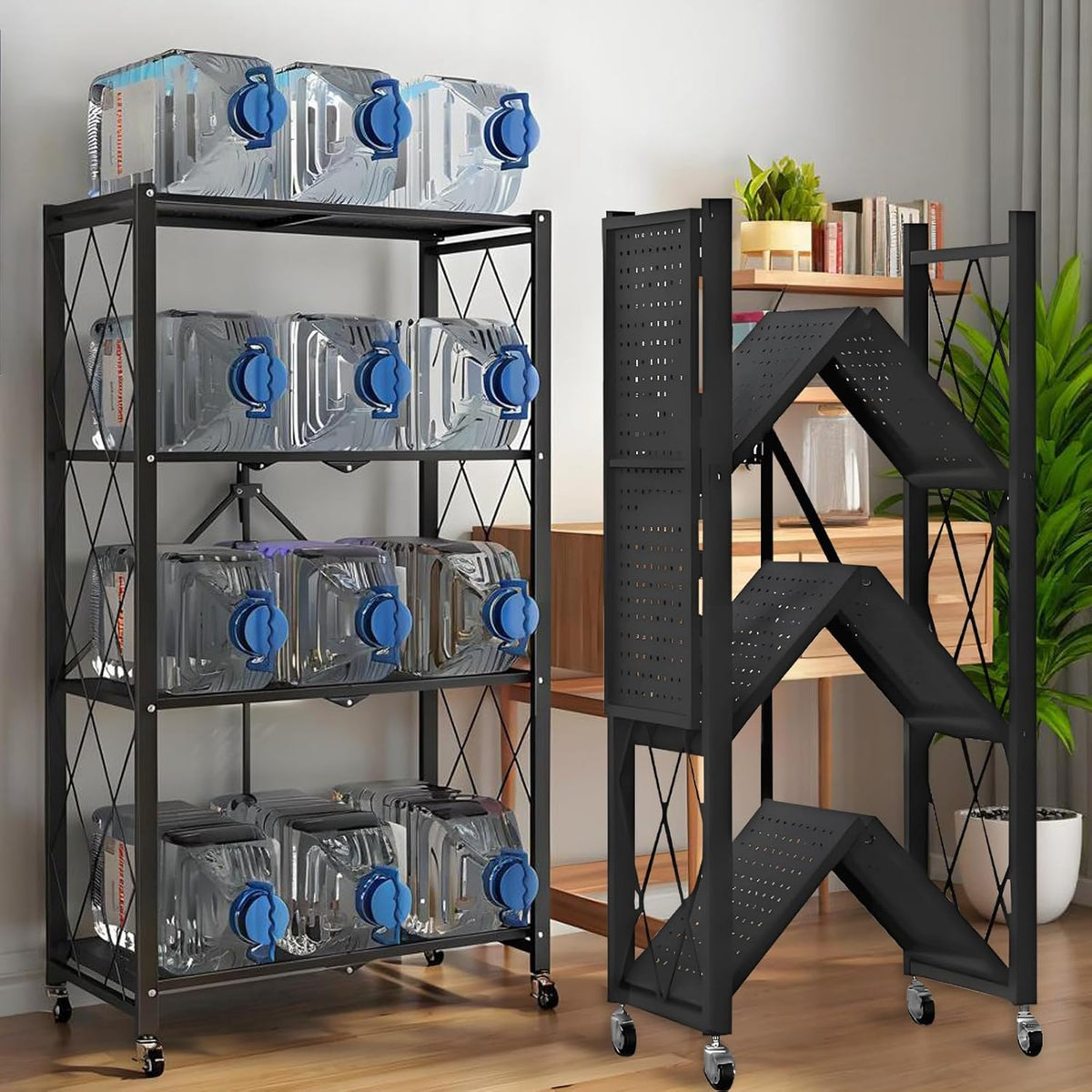 kitchen garage metal shelves, storage shelves organizer, foldable, main product view