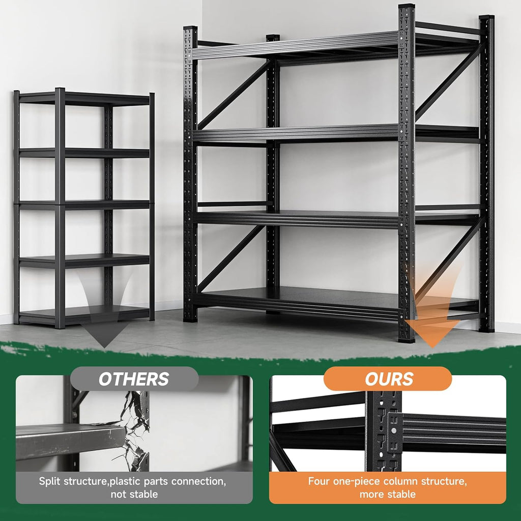 letaya 3000lbs storage shelves heavy duty,70" h garage, side view
