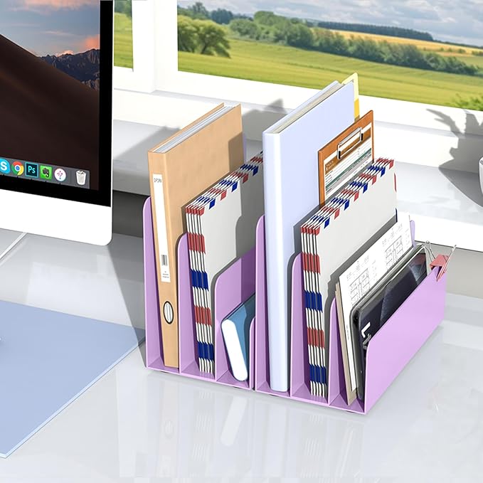 OUTIOE Mail Organizer Countertop, Small Desk File Organizer, Metal File Holder - Image 7