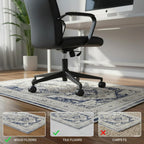 Office Chair Mat for Hard Floor - 60'' x 75'' Chair Mat for Hardwood and Tile Floors, Non-Slip Hard Floor Protection Mats for Rolling Chair Under Desk, Machine Wash (Beige & Blue)