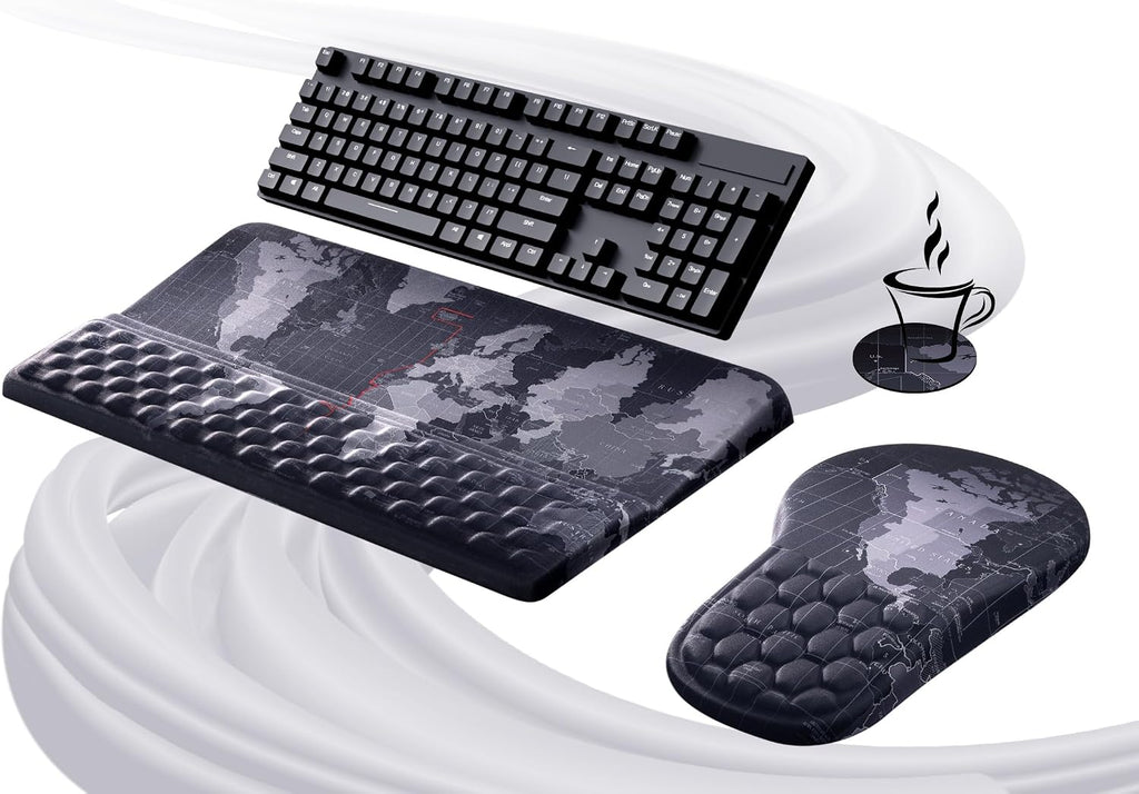 Ospelelf Ergonomic Mouse Pad and Keyboard Stand Wrist Rest Set, Memory Foam