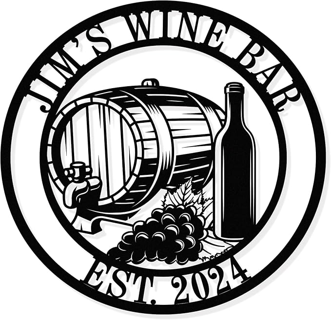 Personalized Bar Sign, Wine Decor, Wine Barrel Sign, Wine Bar Sign, Wine Decor by HYTSIGN