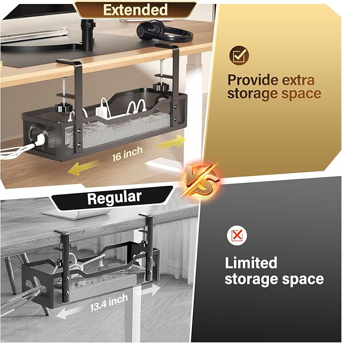 Under Desk Cable Management Large, Cinati 16" Cable Management Box - Image 3