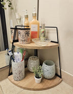 2 Tier Bathroom Counter Organizer, Standing Rack Cosmetic Holder, Wood Bathroom - Image 2