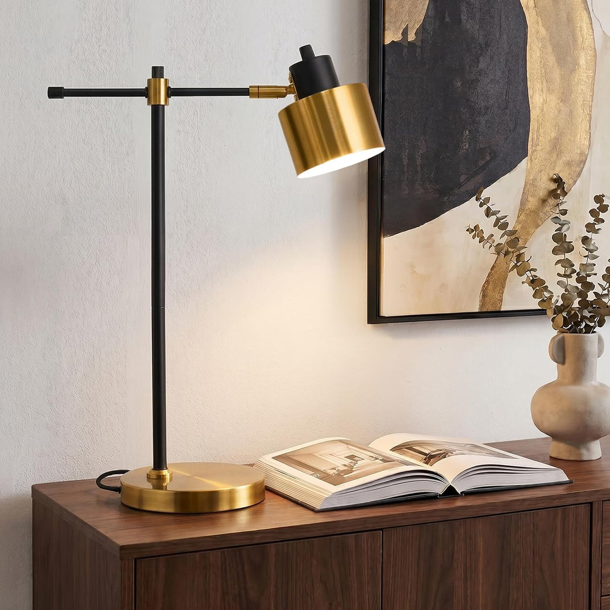 OYEARS 22.2" Modern Desk Lamp, Metal Table Lamp with LED Bulb, Adjustabl...