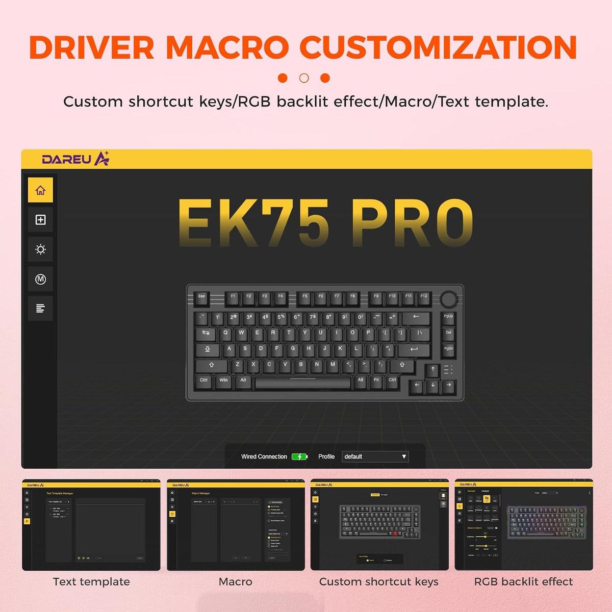 DAREU EK75PRO Sakura Pink 75% Wireless Mechanical Gaming Keyboard with Knob
