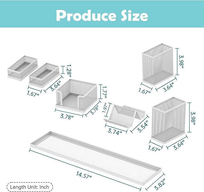 SUPEASY Pen Holder for Desk, 6 Piece Mesh Desk Organizer set for Office - Image 3