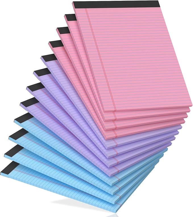 12 Pack Legal Pads 8.5 x 11 College Ruled, Lined Paper Pads 8.5 x 11, Colored by Aidunmis