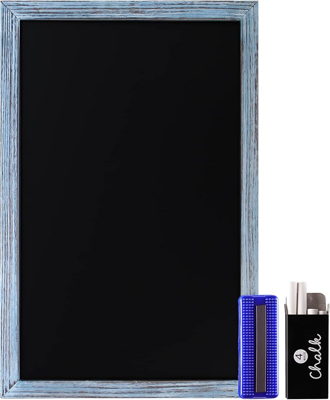 HBCY Creations 11" x 17" Rustic Blue Solid Wood Frame Wall Chalkboard, Magnetic - Image 9