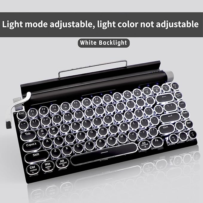 Adventurers Typewriter Style Retro Mechanical Keyboard, 83 Key Bluetooth 5.0 - Image 6