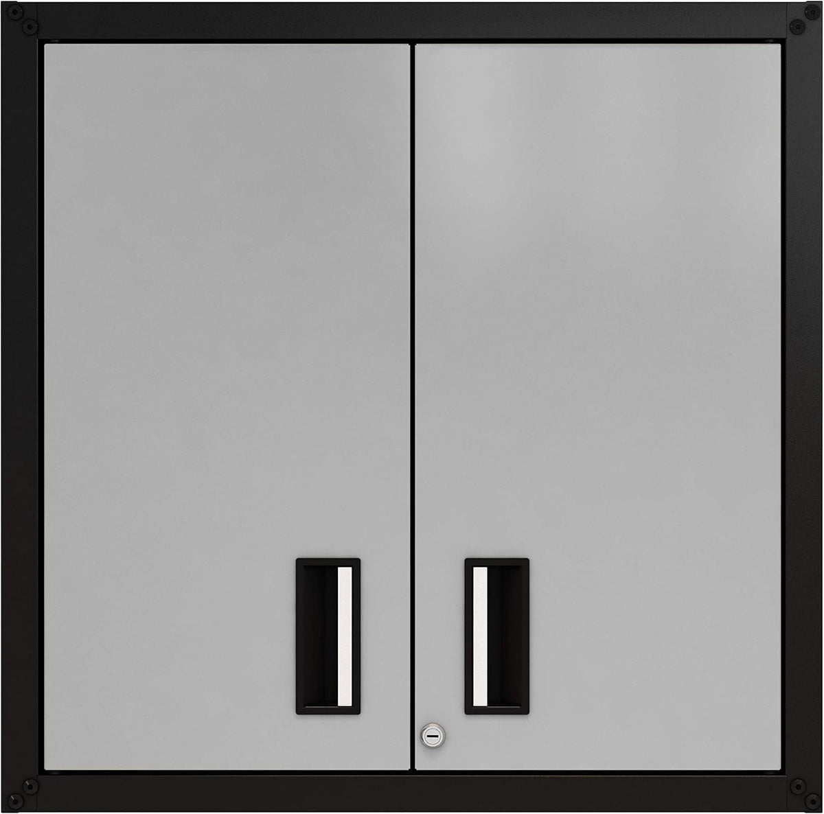 floating garage storage cabinet - heavy-duty wall mount showing dimensions