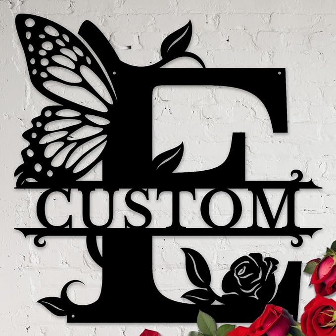Personalized Custom Letter Name metal Signs, Custom Black Letter Monogram Wall by Casebrick