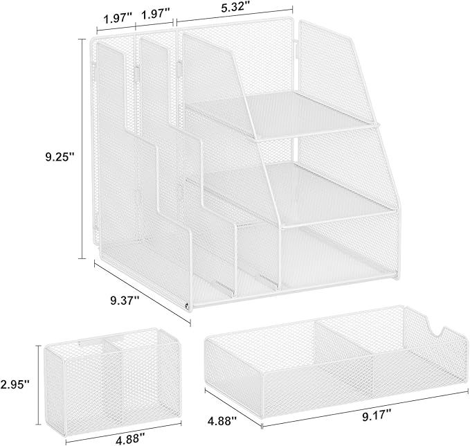 Marbrasse Desk Organizer and Accessories, 3-Tier File Organizer - Image 6