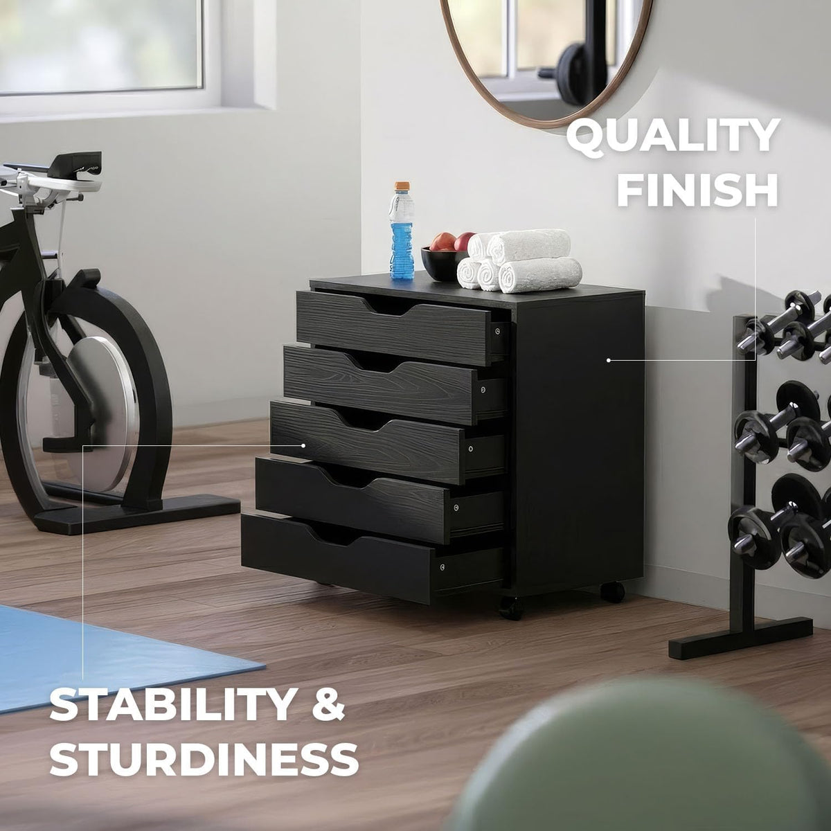 Winsome Halifax 5-Drawer Storage Cabinet, Black (20519)