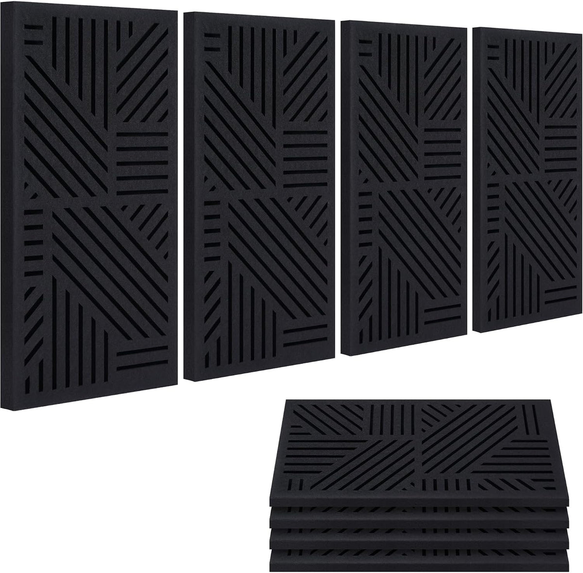BUBOS 4 Pcs Decor Acoustic Panel 23.6x11.8" Self Adhesive Acoustic Wall Art