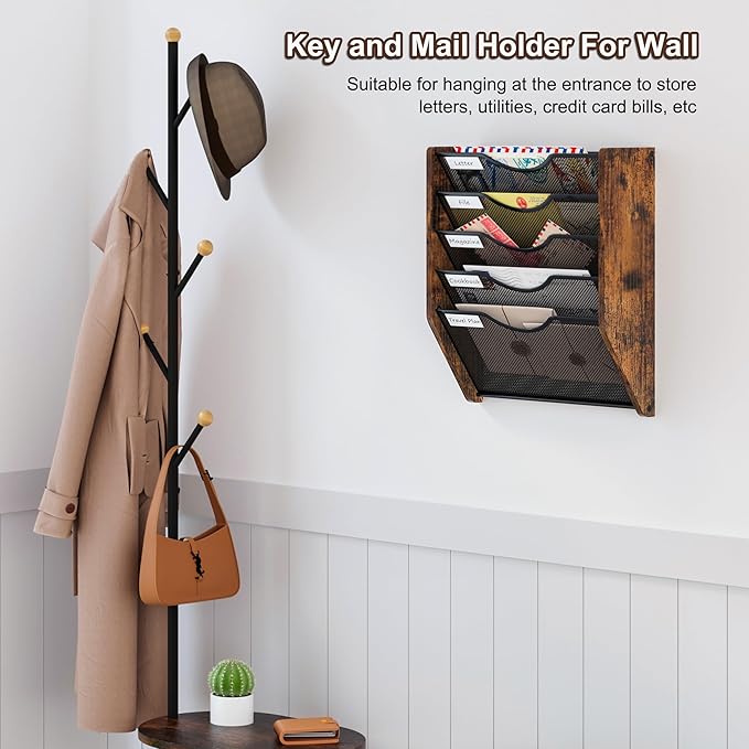 PAG-Mass Wall File Organizer, 5 Tier Mesh Mail Organizer Wall Mounted, Hanging - Image 3