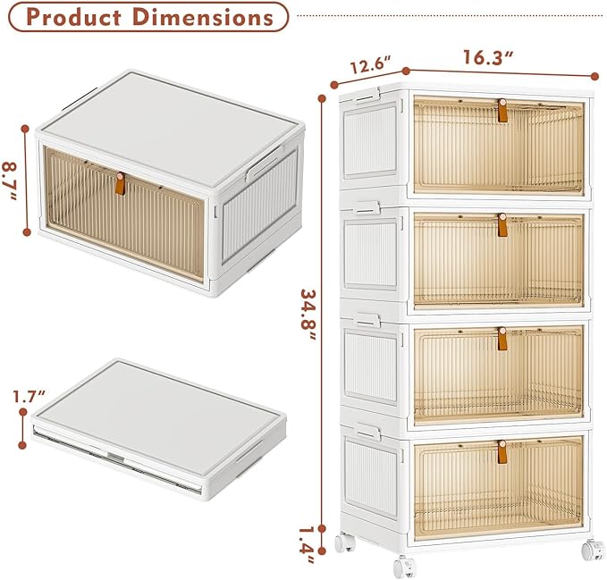 CTSNSLH 4 Tier Plastic Storage Bins and Boxes Organizer - 28Qt Stackable - Image 2