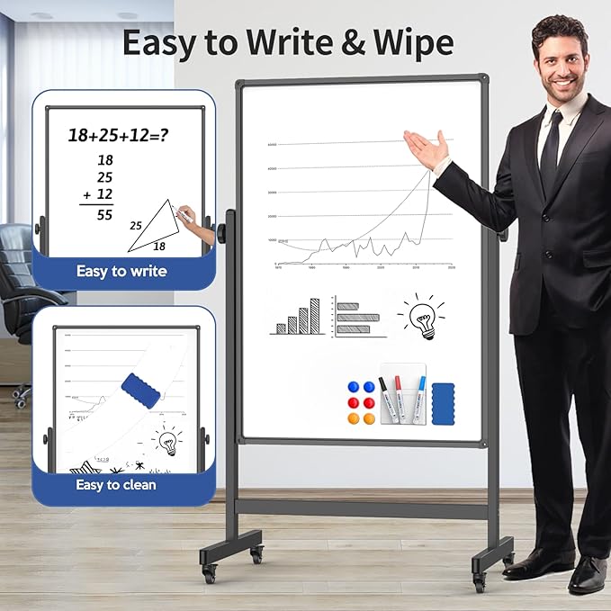 Rolling Whiteboard 40x28 Inches - Image 4