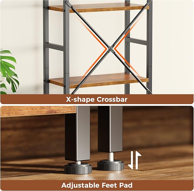 SUPERJARE Triple 5 Tier Bookshelf, Bookcase - Image 7