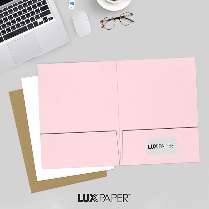 LUXPaper 9" x 12" Presentation Folders | Two Pocket | Candy Pink | 100lb. Cover - Image 6
