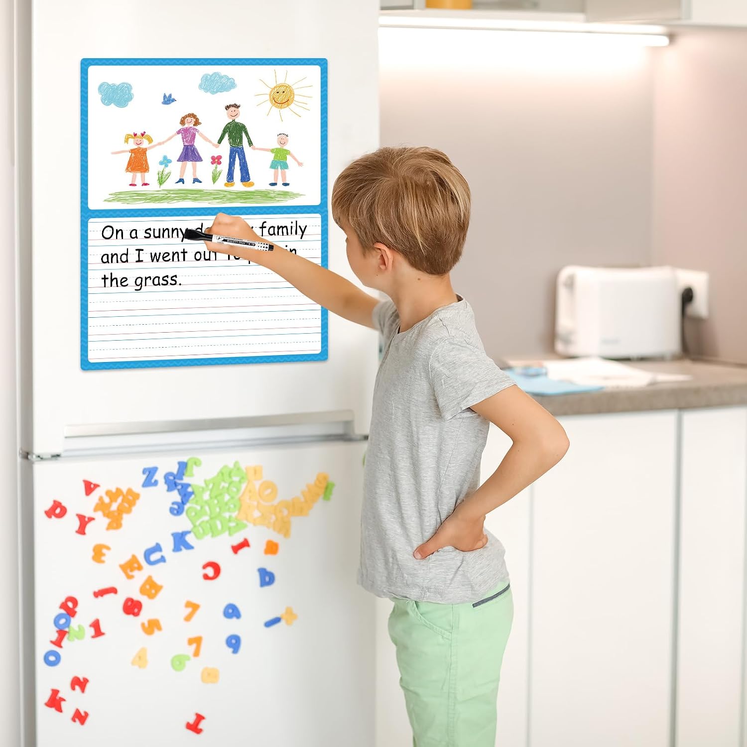 Jumbo Magnetic Draw & Write Paper 21.5x17in Dry Erase Handwriting Lined Paper for Classroom Whiteboard Accessories Writing Chart Page Giant Magnet Notebook Poster Graduation Supplies Teacher Must Have