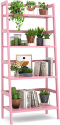 Homykic Bamboo Ladder Bookshelf, 4-Tier Ladder Shelf Open Book Shelf by Homykic