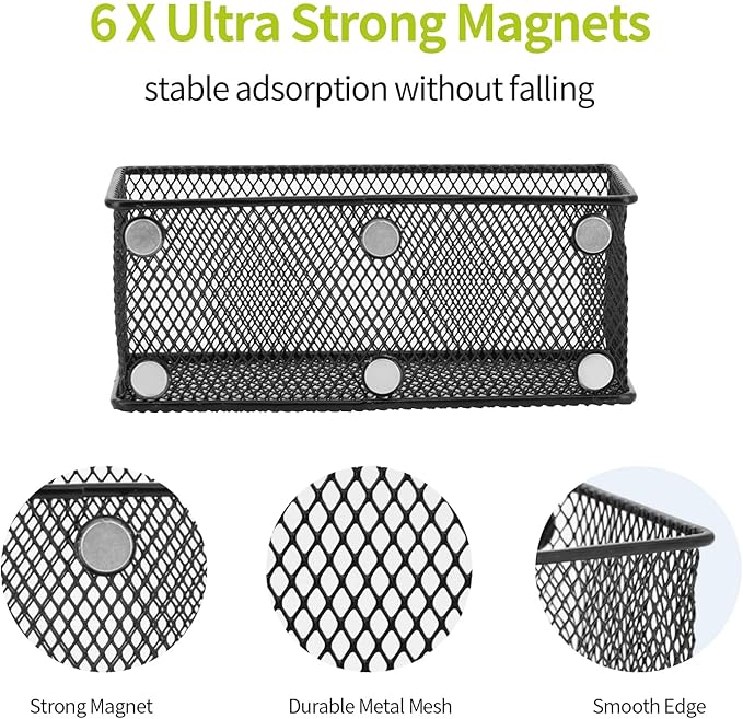 Neudeco Locker Shelf Organizer, Magnetic Pencil Holder, Metal Storage Basket - Image 5