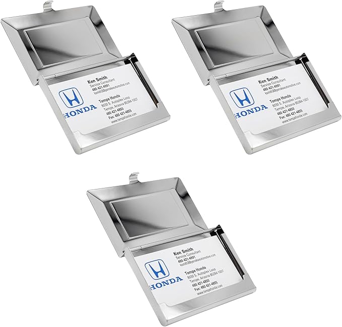 Stephanie Imports Set of 3 Slim & Minimalist Metal Business Card Holder Unisex - Image 3