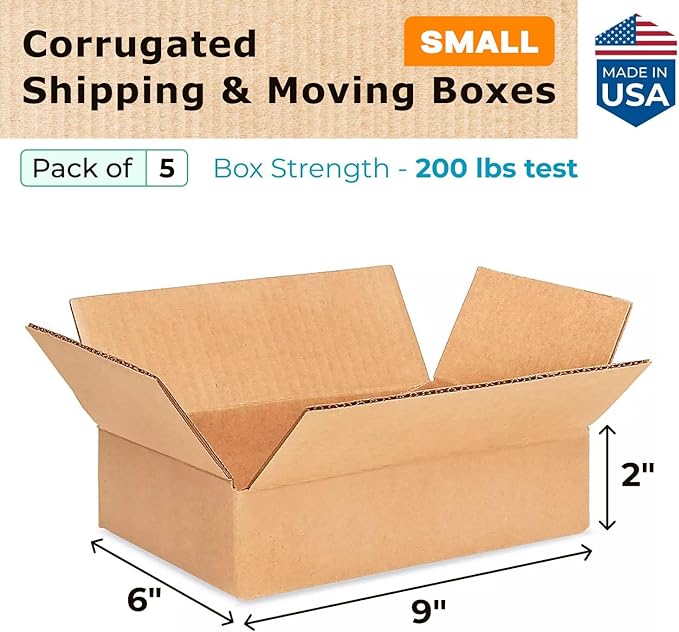 Small Moving & Shipping Boxes 9 x 6 x 2 inches - Image 2