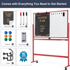 Rolling Whiteboard, 48x32 Inches Dry Erase Board - Image 6