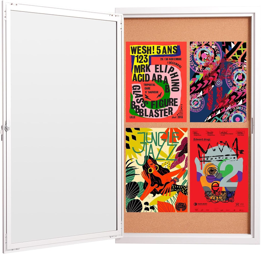 36×24 Inch Lockable Enclosed Bulletin Board, Weather-Resistant Outdoor
