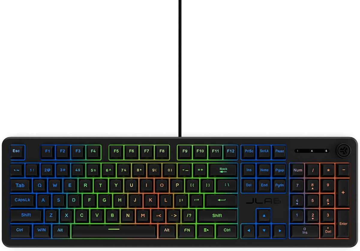 JLab Nightfall Gaming Keyboard, Wired, RGB, 104 Keys, Black