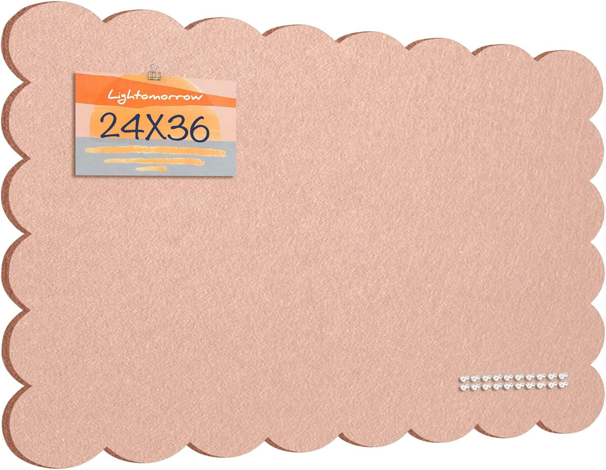 Scalloped Bulletin Board 36x24 inches, Decorative Felt Pin Board for Wall